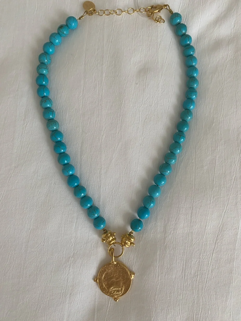 Susan Shaw American Indian Nickel Turquoise Necklace - Picture 5 of 6